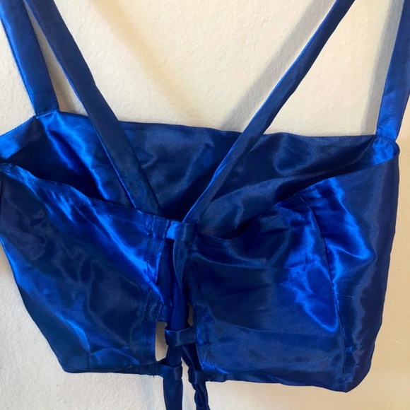 Luxe Two Piece Silk Pyjama Lounge Set, Royal Blue - Picture 4 of 5